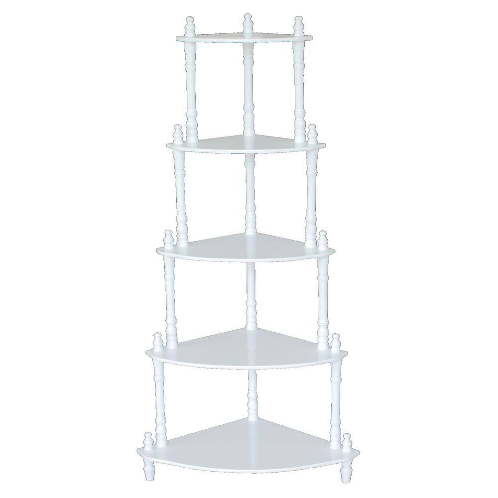 5-Tier Corner Decorative Shelving Rack in White - thumbnail 2