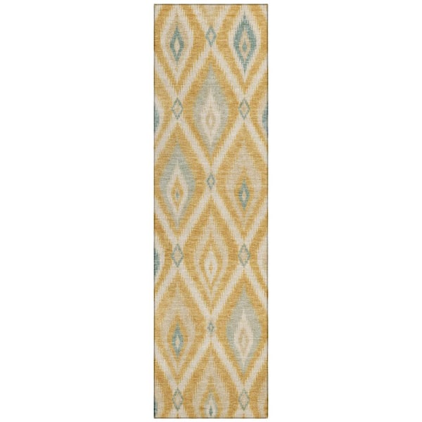 Chantille Machine Washable Indoor/Outdoor Abstract ACN3072 Gold 2 ft. x 7 ft. Runner Rug