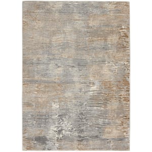 Solace Grey/Beige 5 ft. x 7 ft. Abstract Contemporary Area Rug