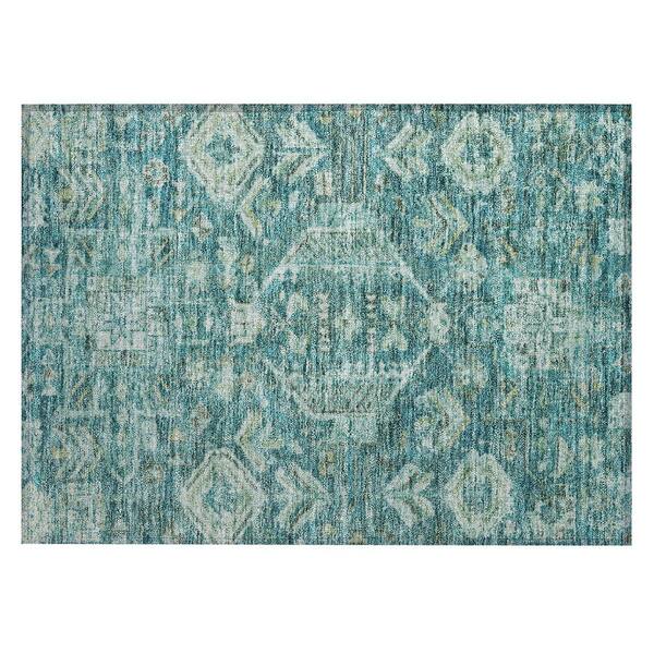 Chantille Machine Washable Indoor/Outdoor Abstract ACN2356 Turquoise 2 ft. x 3 ft. Accent Rug
