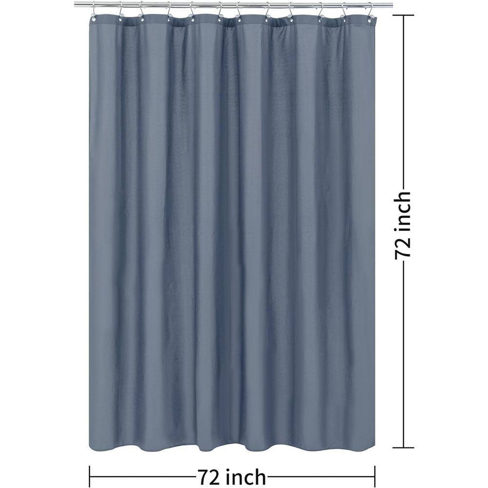 Navy Blue Waterproof Fabric Shower Curtain with Magnets, 72x72