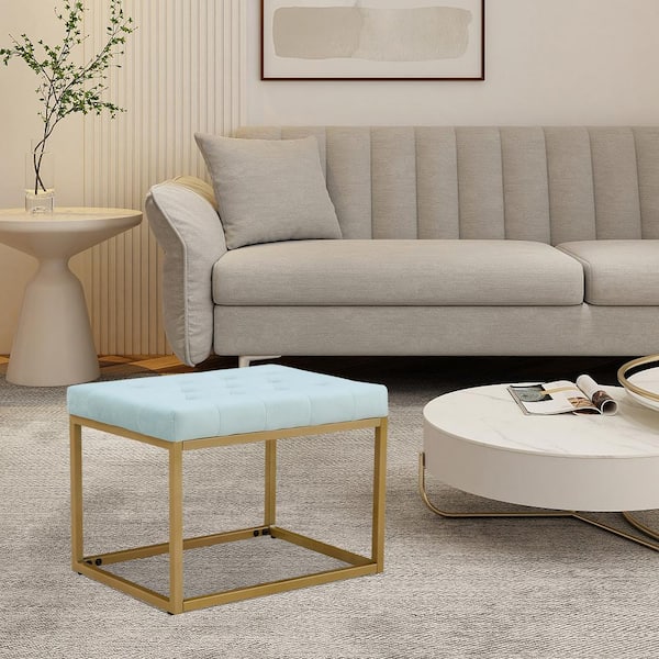 White Storage Ottoman Foot Rest, Velvet Round Ottoman Coffee Table Vanity  Stool Makeup Chair with Tray Top and Storage Small Footrest w/Gold Bench  Metal Legs Footstool for Living Room Bedroom price in
