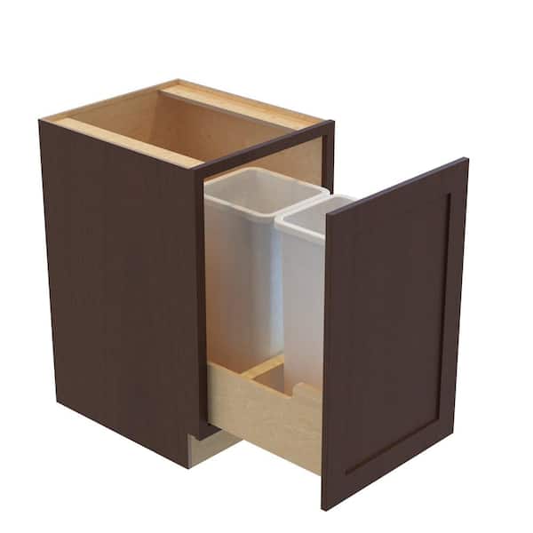 Home Decorators Collection Newport 18 in. W x 24 in. D x 34.5 in. H Assembled Plywood Trash Can Kitchen Cabinet in Manganite with Soft Close