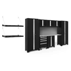 Bold Series 132 in. W x 76.75 in. H x 18 in. D 24-Gauge Steel Garage Cabinet Set in Black (8-Piece)