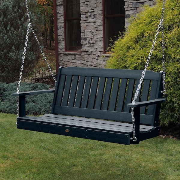 Highwood Lehigh 5 ft. 2-Person Federal Blue Recycled Plastic Porch Swing