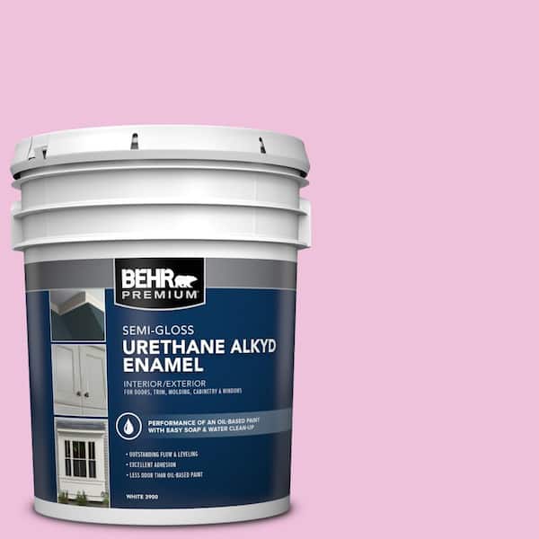 BEHR PREMIUM 5 gal. #P120-1 Starlet Pink Urethane Alkyd Semi-Gloss Enamel Interior/Exterior Paint