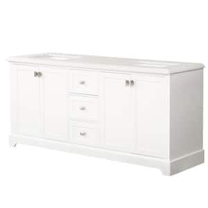 72.6 in. W x 22.4 in. D x 40.7 in. H Double Sink Freestanding Bath Vanity in White with White Marble Top