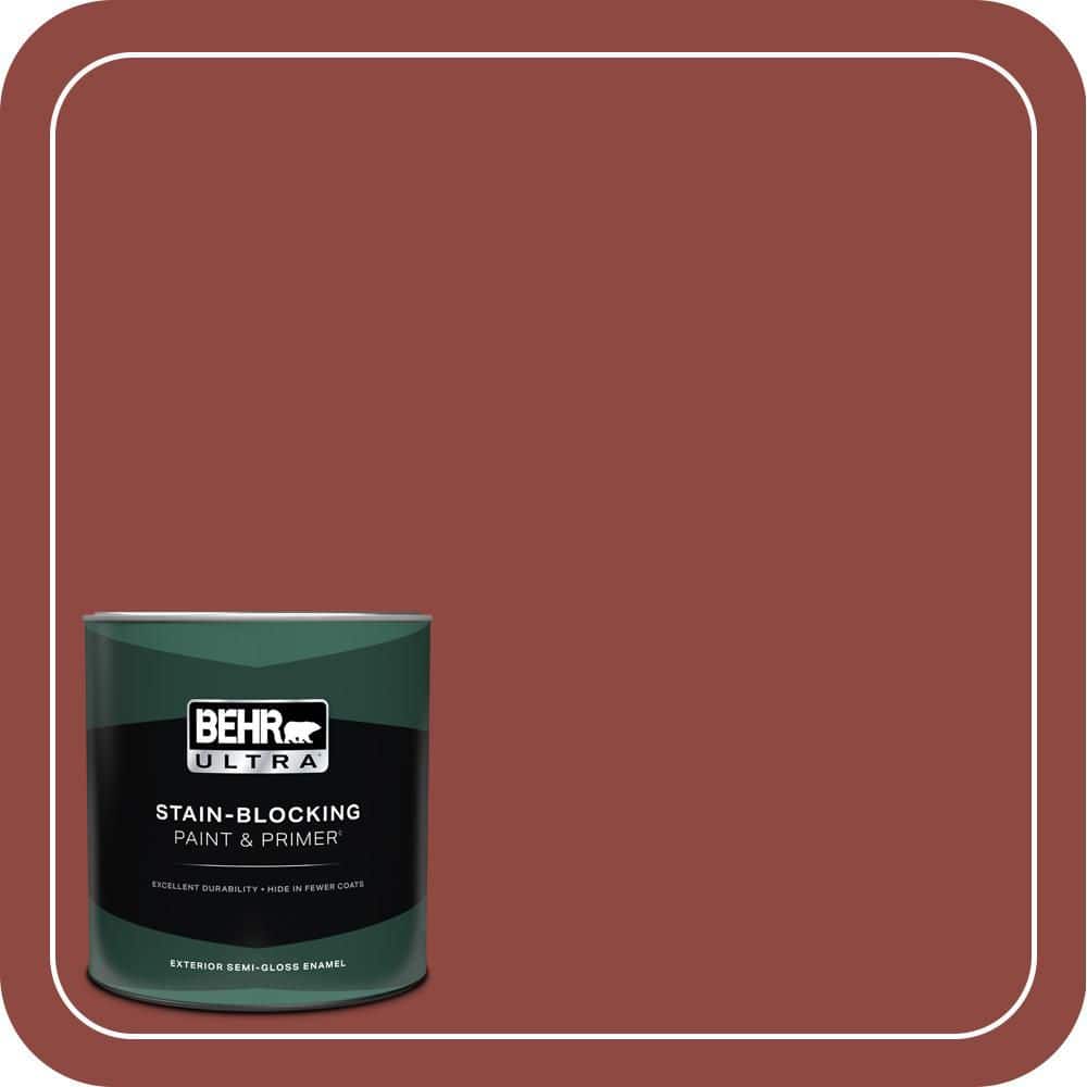 BEHR ULTRA 1 qt. #PPH-72 Rusty Red Semi-Gloss Enamel Exterior Paint ...