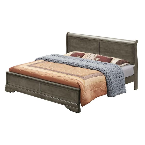 Andmakers Louis Philippe Gray Queen Panel Bed Pf G3105e Qb3 The Home Depot