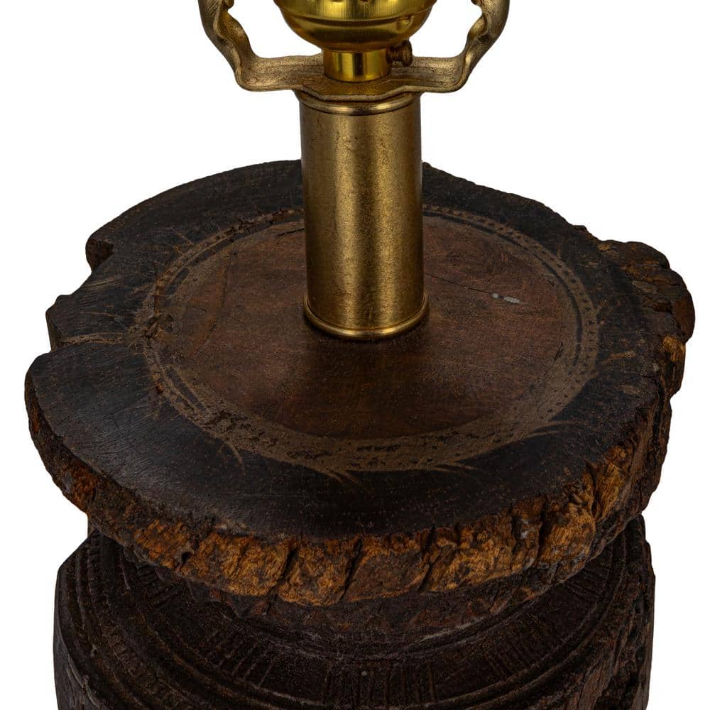 Natural Reclaimed Wood Table Lamp with Jute Shade