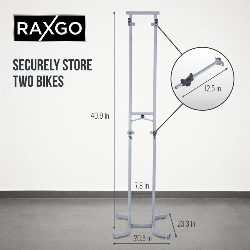 Freestanding Gray Metal Adjustable 2-Bike Storage Rack