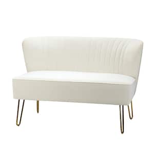 Alonzo 45 in. Contemporary Tufted Back Ivory 2-Seats Loveseat with U-Shaped Legs