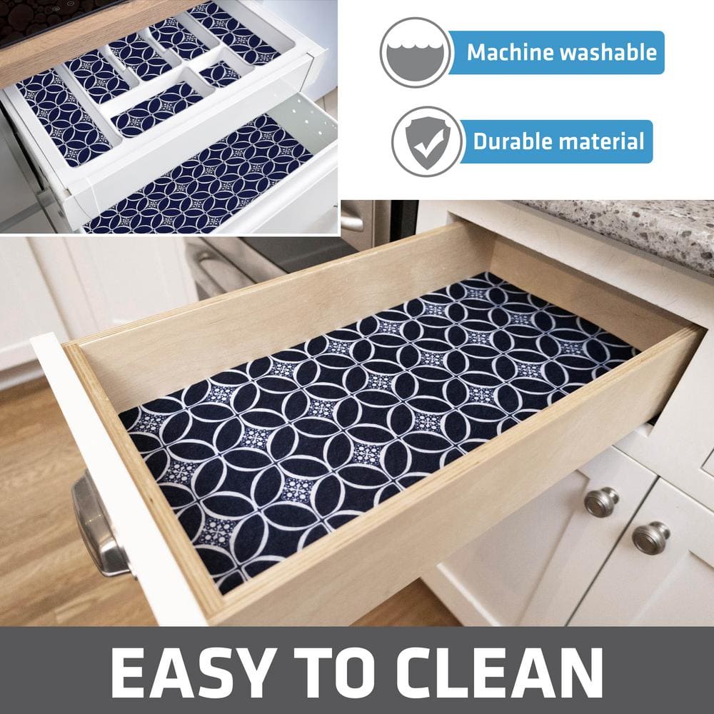 Indigo Gray Cushioned Fabric Shelf and Drawer Liners, 12" x 59" (2-Pack)