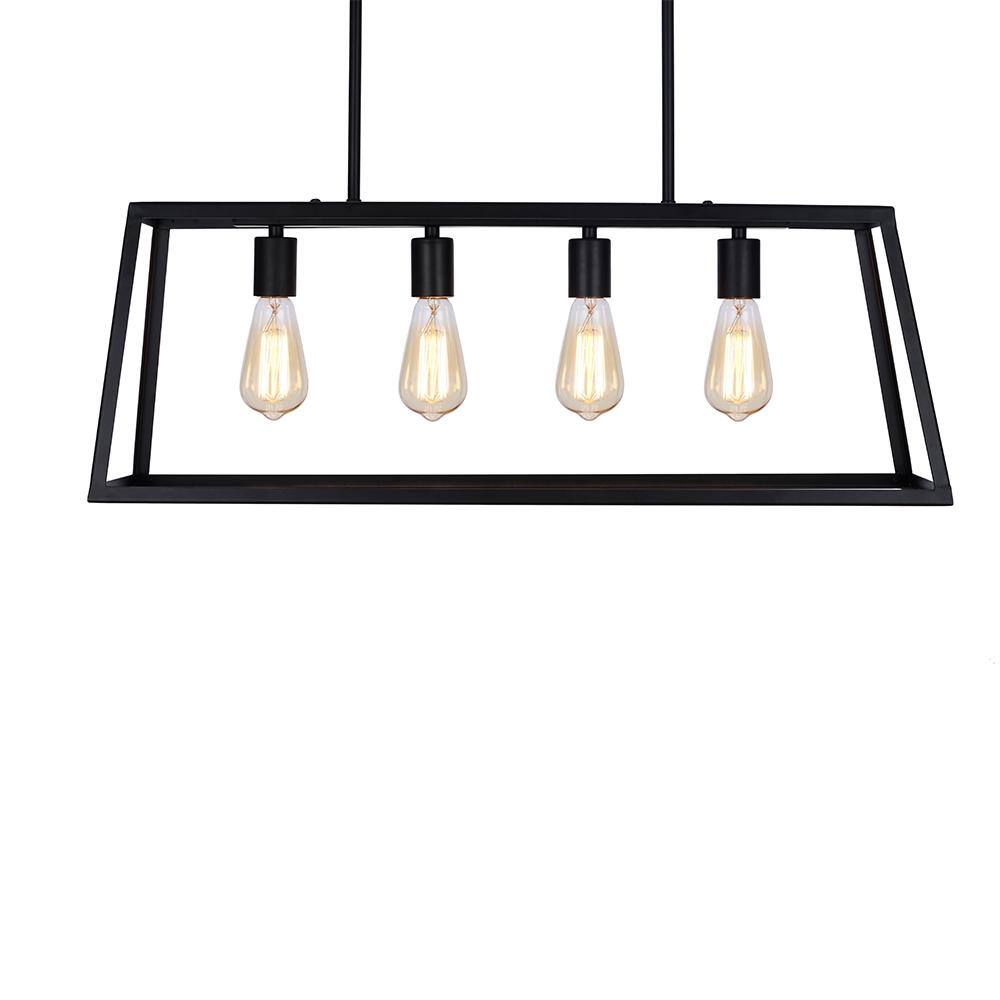 Matte Black Industrial Cage 30" Pendant Light with LED Bulbs
