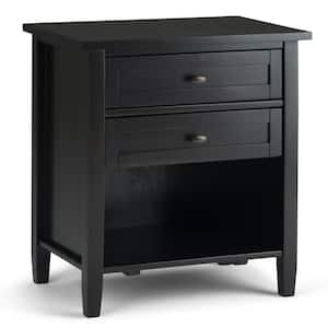 Warm Shaker 26 in. H x 24 in. W x 16 in. D 2-Drawer Solid Wood Dark Brown Transitional Bedside Nightstand Table