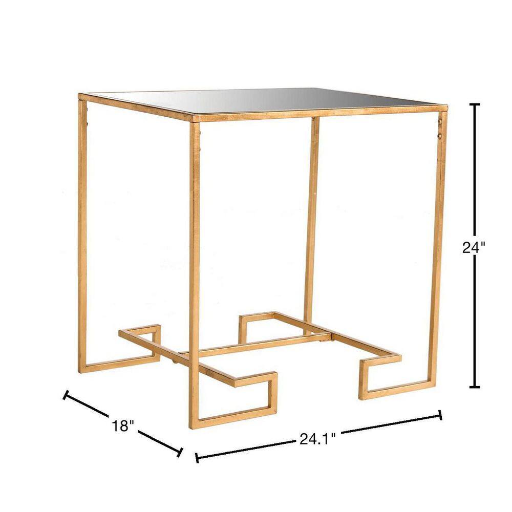 Seamus 24" Antique Gold Leaf Mirrored Rectangular Accent Table