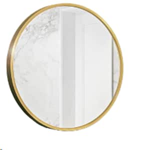 Tempered 28 in. W x 1.10 in. H Wall Circle Mirror, Hanging Gold Round Mirror for Wall, Living Room, Vanity, Bedroom