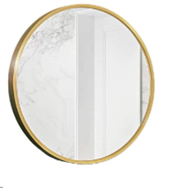 Aoibox Tempered 28 in. W x 1.10 in. H Wall Circle Mirror, Hanging Gold Round Mirror for Wall, Living Room, Vanity, Bedroom