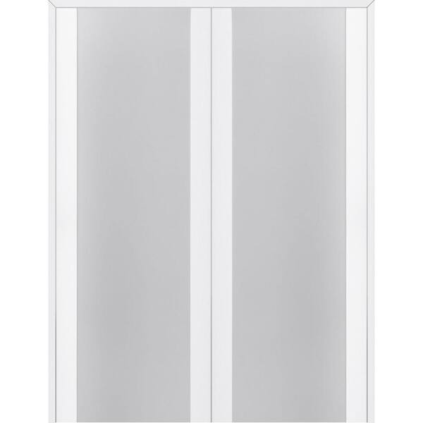 Belldinni Paola 202 36" x 96" Both Active Full Lite Frosted Glass Bianco Noble Finished Wood Composite Double Prehung French Door