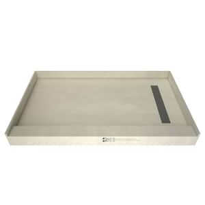 Redi Trench 48 in. L x 32 in. W Single Threshold Alcove Shower Pan Base with Right Drain and Brushed Nickel Drain Grate