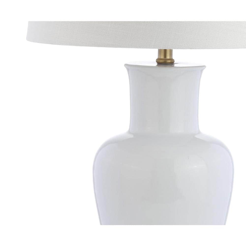 Julian 29" White Ceramic Table Lamp with Gold Accents