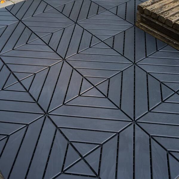 cadeninc 12 in. x 12 in. Gray Square Waterproof Plastic Interlocking Deck Tiles for Poolside Balcony Backyard (Set of 44 Tiles)