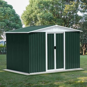 8 ft. W x 6 ft. D Outdoor Storage Garden Metal Shed Apex Roof Green with Aluminum Frame（48 sq. ft.）