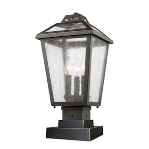 Bayland 18.5 in. 3-Light Bronze Aluminum Outdoor Hardwired Weather Resistant Pier Mount-Light with No Bulbs Included