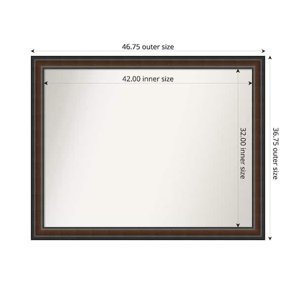 Amanti Art Cyprus Walnut 46.75 in. x 36.75 in. Custom Non-Beveled Wood Framed Bathroom Vantiy Wall Mirror