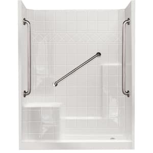 60 in. x 33 in. x 77 in. Standard Plus 36 Low Threshold 3-Piece Shower Kit in White with Left Seat and Right Drain