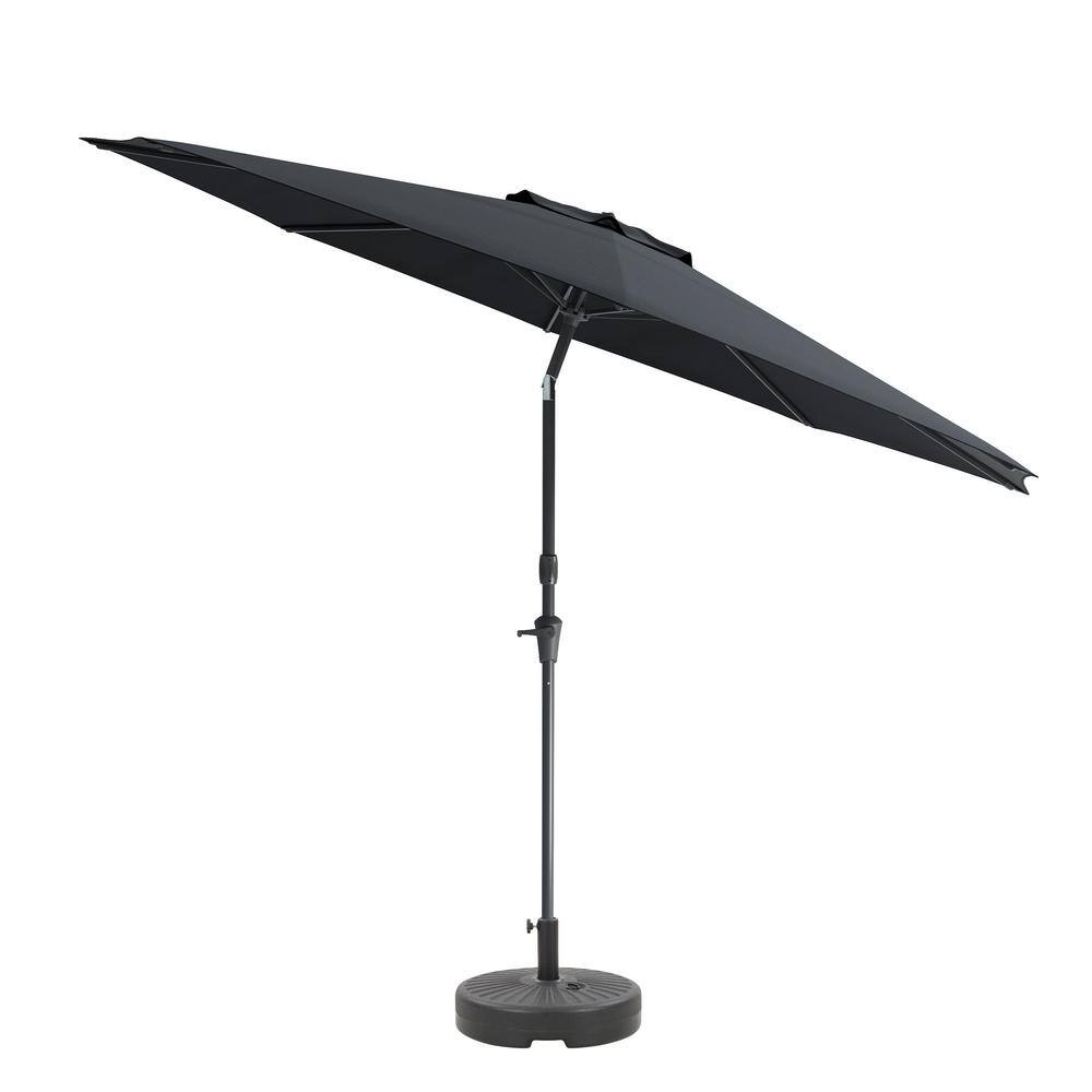 CorLiving 10 ft. Aluminum Wind Resistant Market Tilting Patio Umbrella and Base in Black