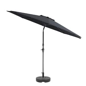 10 ft. Aluminum Wind Resistant Market Tilting Patio Umbrella and Base in Black