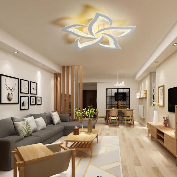 Genoci 23.6 in. 48-Watt Modern Flower White Dimmable Integrated