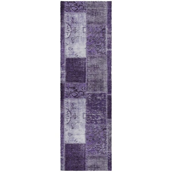 Dream Shag Premium Machine Washable Abstract ADS631 Purple 2 ft. x 7 ft. Runner Rug