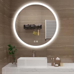 40 in. W x 40 in. H Round Frameless LED Light with 3 Color and Anti-Fog Wall Mounted Bathroom Vanity Mirror