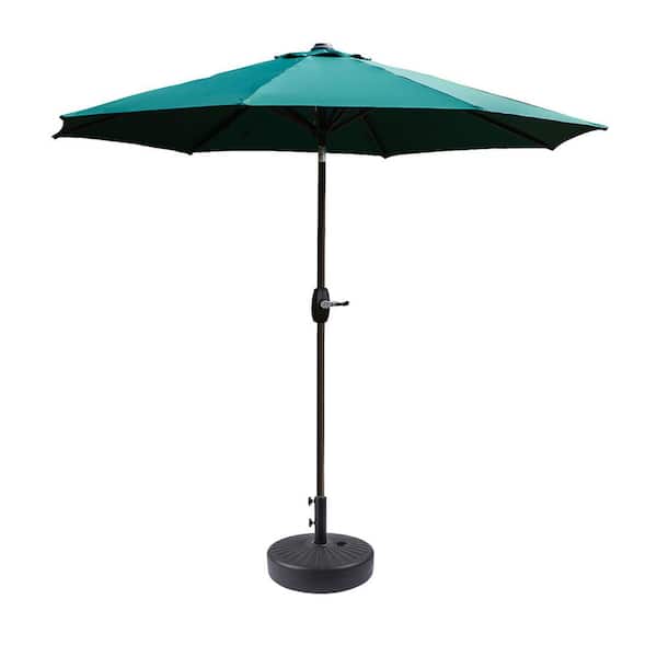 WESTIN OUTDOOR Harris 9 ft. Market Patio Umbrella in Dark Green with Black Round Hard Plastic Base