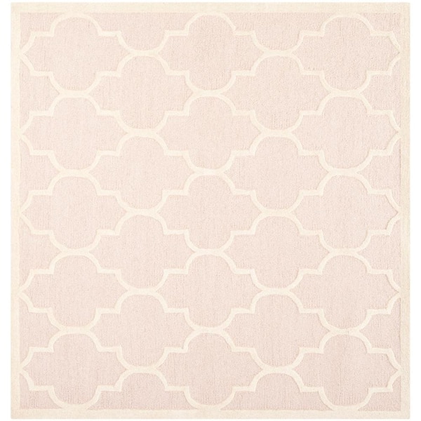 SAFAVIEH Cambridge Light Pink/Ivory 8 ft. x 8 ft. Square Geometric Trellis Border Area Rug