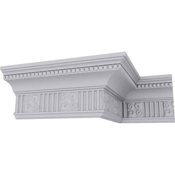 Ekena Millwork SAMPLE - 3-1/8 in. x 12 in. x 4-3/4 in. Polyurethane Edwards Crown Moulding