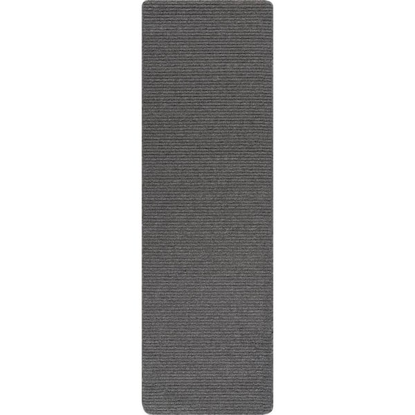 Oasis Non-Slip Grey 2 ft. x 10 ft. Solid Indoor Area Rug