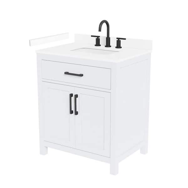 Beckett 30 in. Single Freestanding White Bath Vanity with White Cultured Marble Top