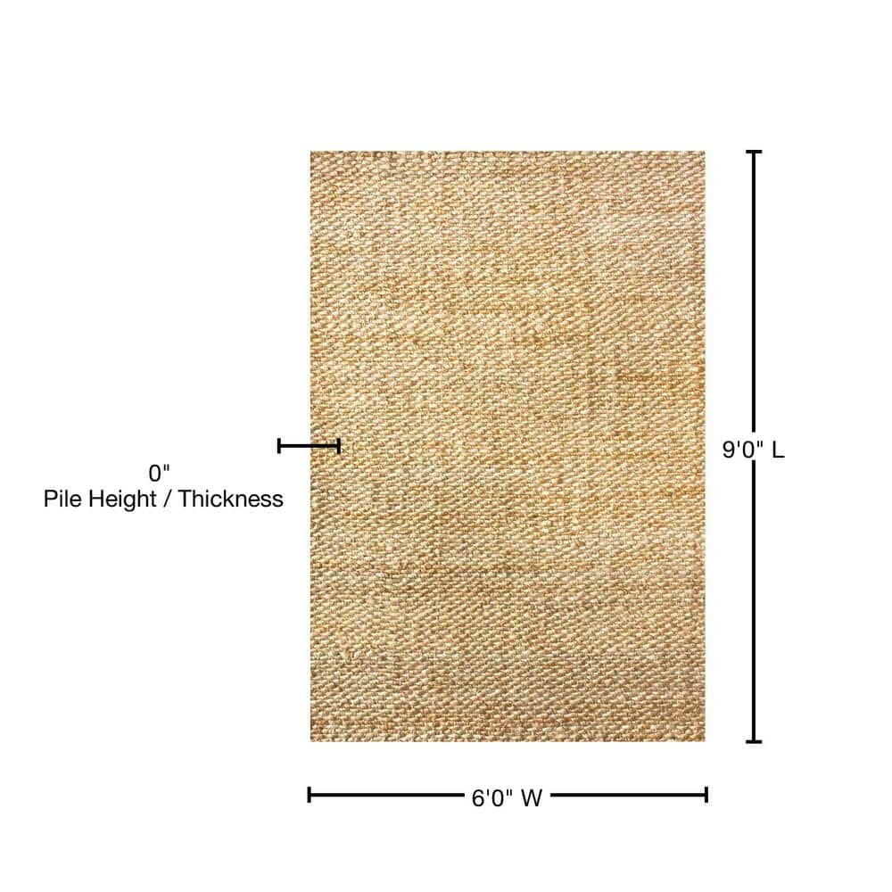 Natural Handmade Reversible Jute Area Rug 6' x 9'