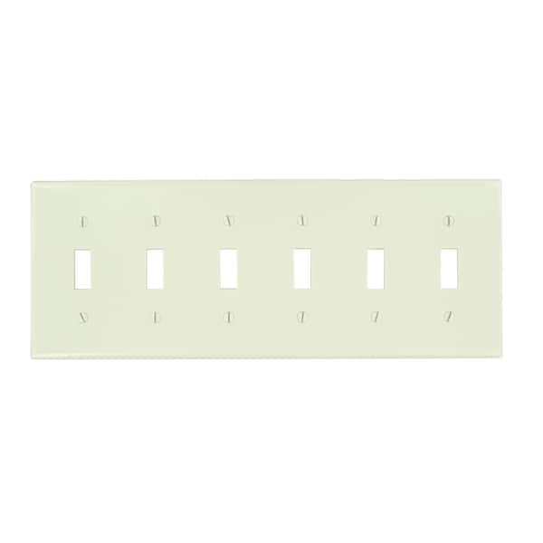 Leviton 6-Gang Light Almond Toggle Plastic Standard Wall Plate (1-Pack) 78036