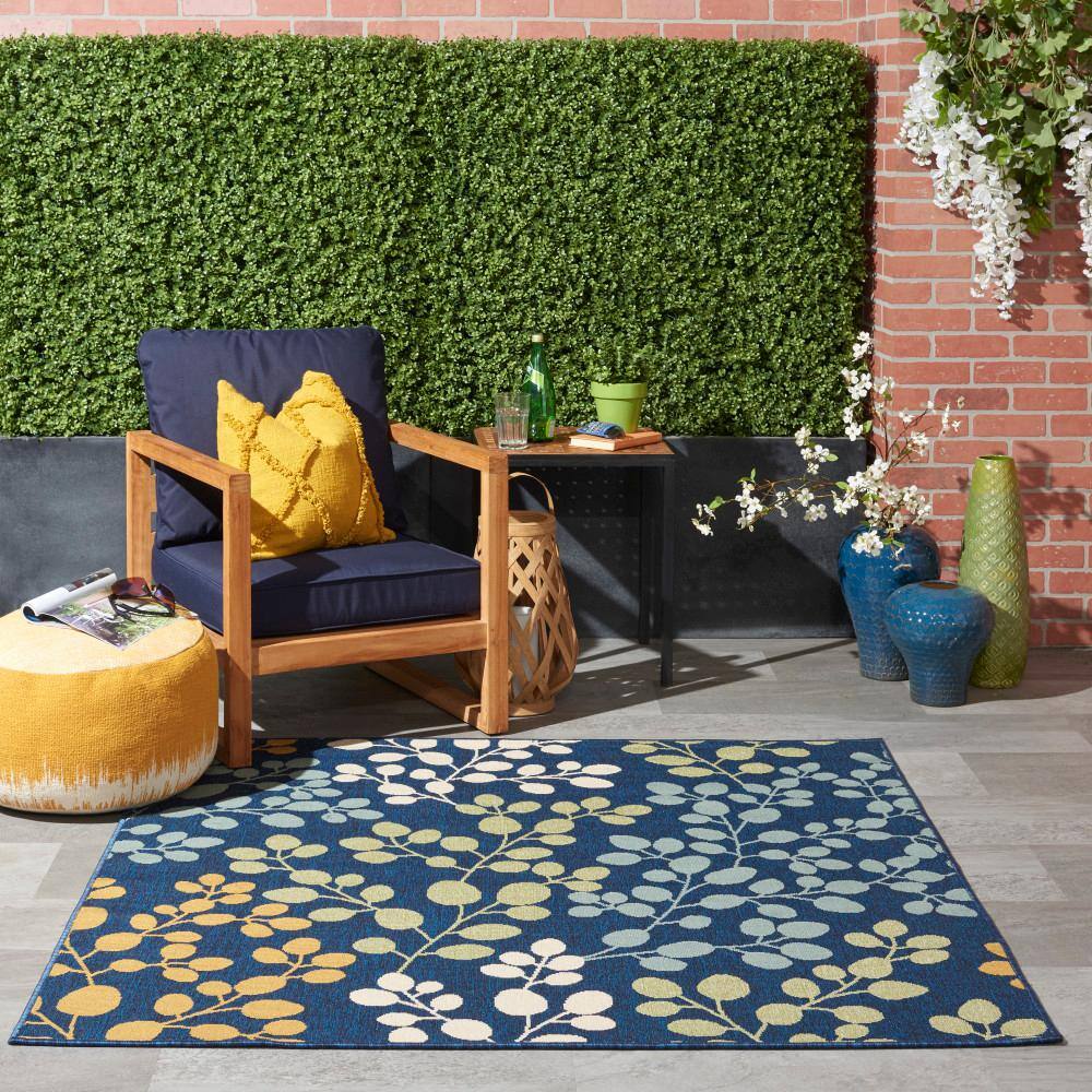 Caribbean Bliss Square Hand-Knotted Rug in Lush Blue, 63"