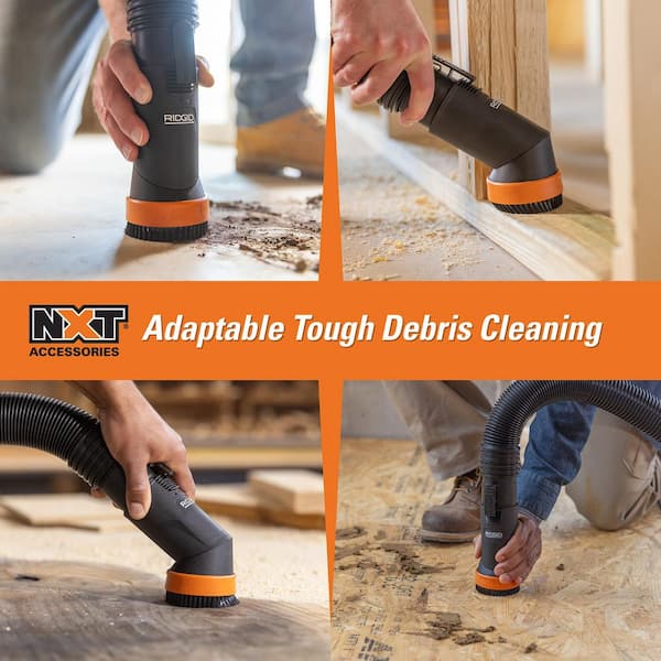NXT Rotating Dusting Brush Shoe Kit with Hard Bristle Vacuum Attachments for RIDGID NXT Dusting Brush DA1701 and MAX2501