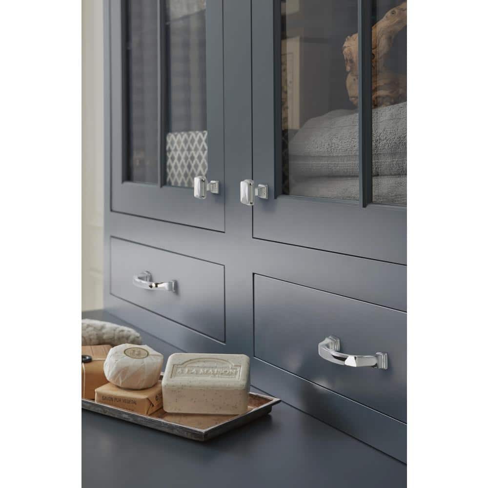 Polished Chrome Rectangular Cabinet Knob with Mounting Hardware