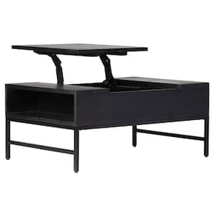 Pamplona 36 in. Black Rectangle Mango Wood Coffee Table with Lift top