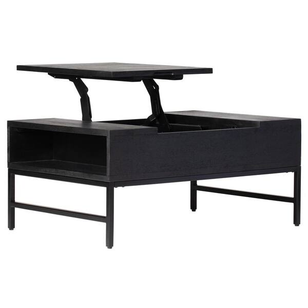 MH LONDON Pamplona 36 in. Black Rectangle Mango Wood Coffee Table with Lift top