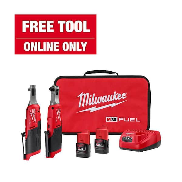 Milwaukee M12 FUEL 12V Li-Ion Brushless Cordless High Speed 3/8 in. Ratchet and M12 FUEL High Speed 1/4 in. Ratchet Combo Kit