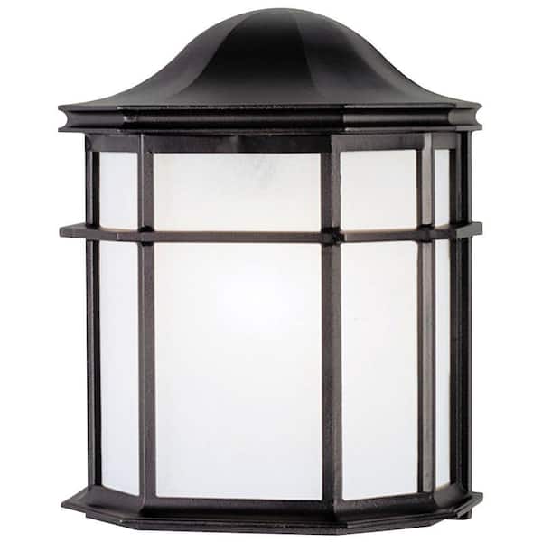1-Light Textured Black Outdoor Wall Mount Lantern