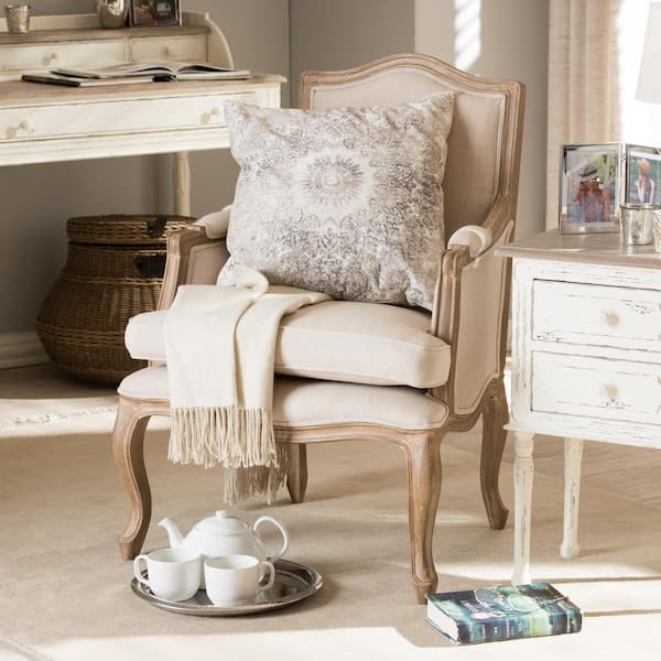 A&J Homes Studio Chelmsford Upholstered King Louis Back Arm Chair in  Antique Taupe/Beige - ShopStyle